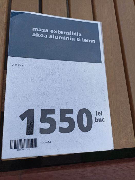Masa extensibila grădină, cu cadru aluminiu și blat din material lemnos (șipci), NOUA/stare impecabila.