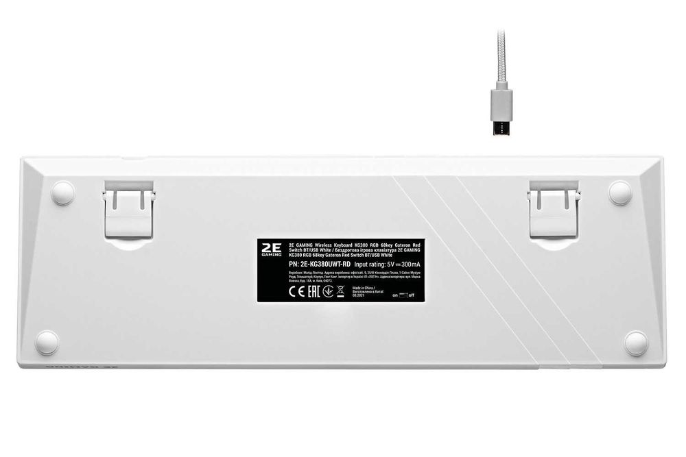 ; Игровая клавиатура 2E KG380 USB 68 key Gateron Red Switch White