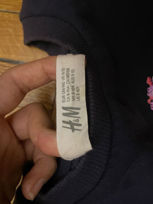 Худи, свитер H&M, темно-синий, с начесом, 134/140, 9-10 лет
