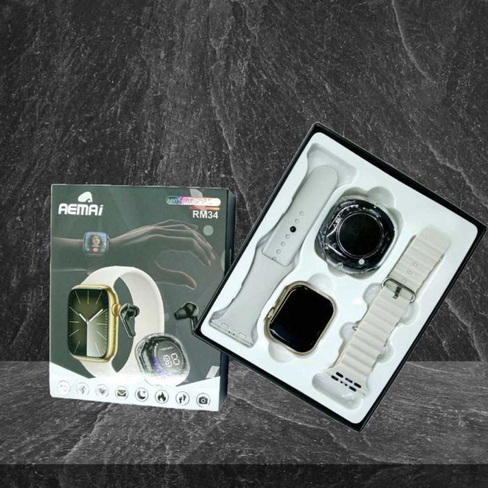 Смарт часовник с AMOLED дисплей и безжични слушалки, RM34