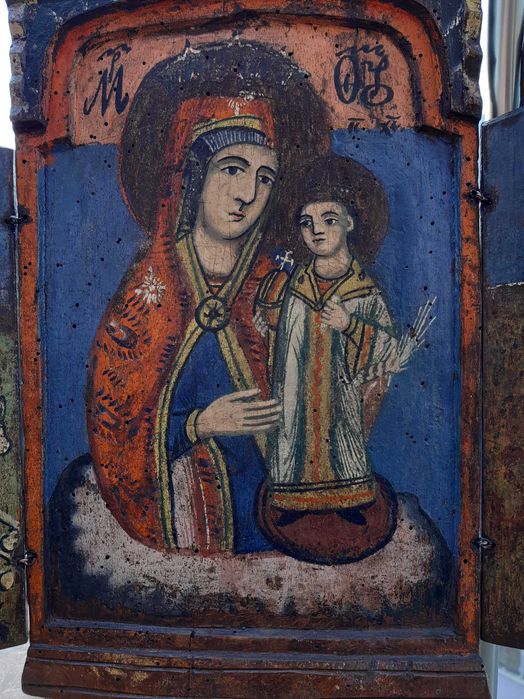 Стара Българска Домашна Икона Триптих