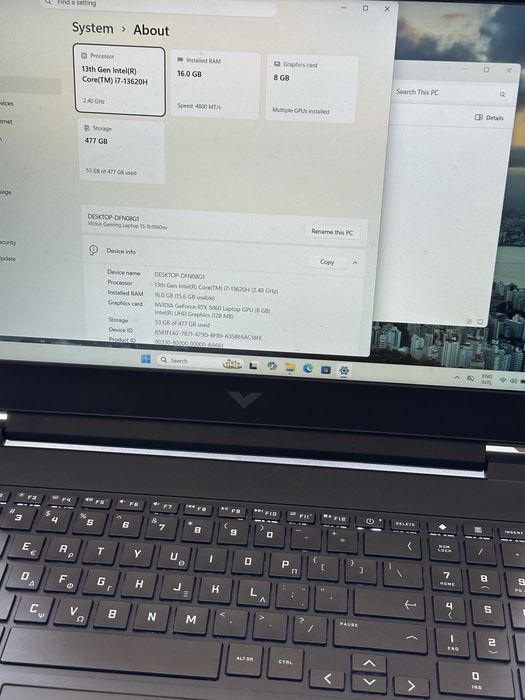 Laptop Gaming HP Victus 15 | Intel i7-13620H | 16GB RAM  DDR5 | RTX 5060 | SSD 512GB | NOU 1 ciclu incarcare !