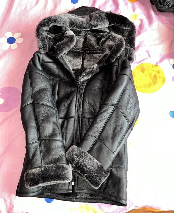 Geaca piele cu blana naturala pentru copii