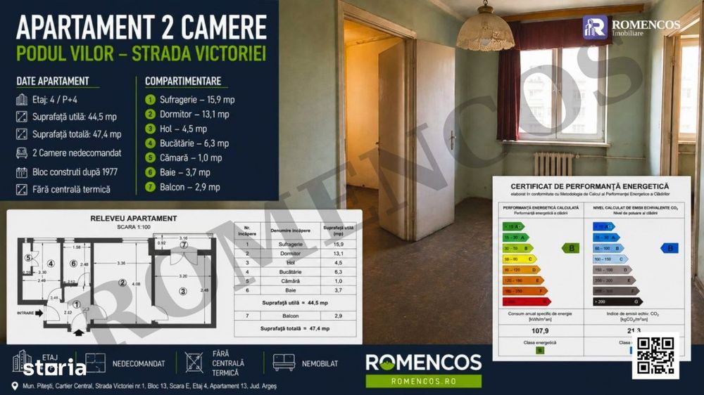 Locuieste ultracentral. Apartament cu 2 camere langa Teatrul Aschiuta