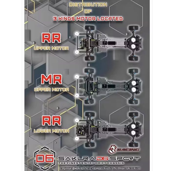 дрифт шаси 3Racing Sakura D6 Sport 1/10 RWD RC Drift Kit (Запечатано)
