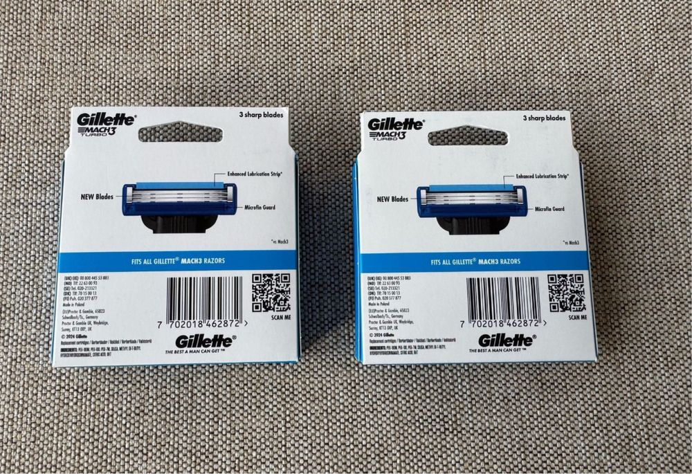Set 2 Cutii Rezerve Gillette Mach 3 Turbo 12 lame albastru noi sigilat