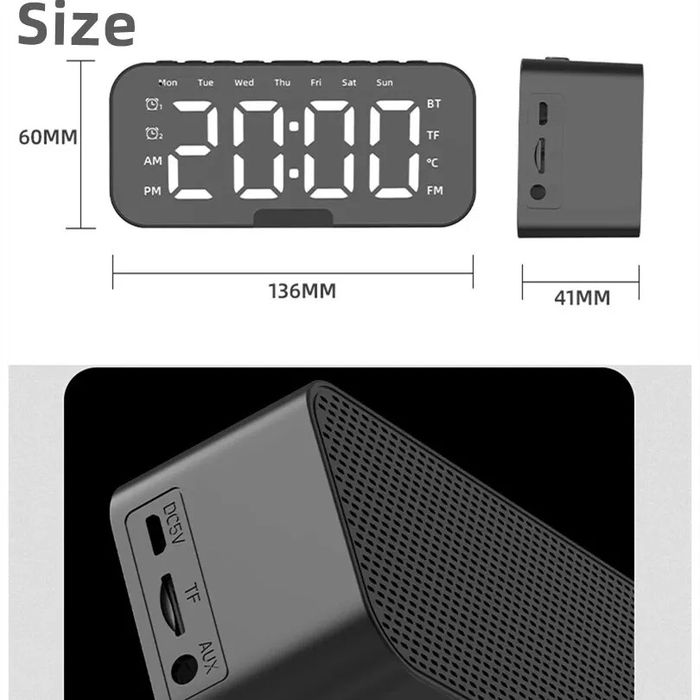 Radio cu ceas digital cu boxa incorporata și bluetooth