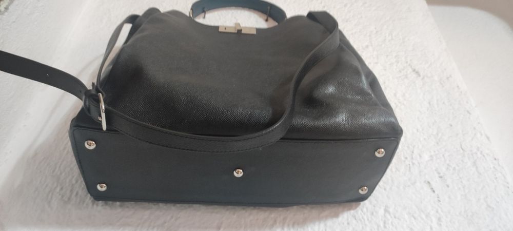 Дамска чанта, нова, голяма,  кожа,  цвят графит