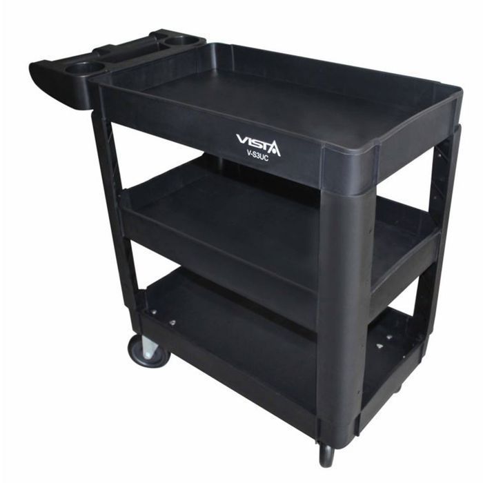 Carucior mobil pentru scule, plastic rezistent, 3 rafturi, 250 kg, cu