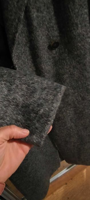 Дълго вълнено палто сив меланж, размер L - XL