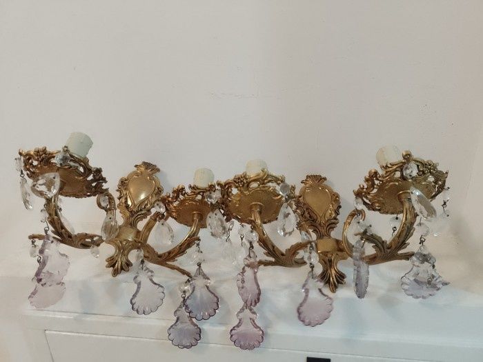 Superb set de aplice antice in stil francez din bronz masiv și element