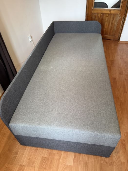 pat draban stanga 90x200, mirjan24, gri + negru, 95x205x60 cm