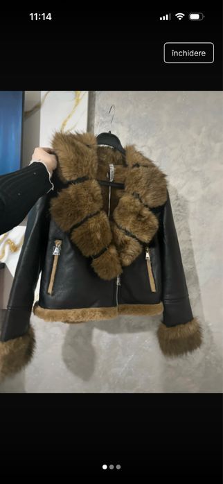 Geaca de piele eco cu blanita , superba