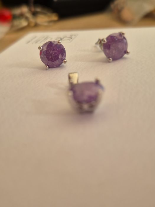 Set argint cu piatra mov