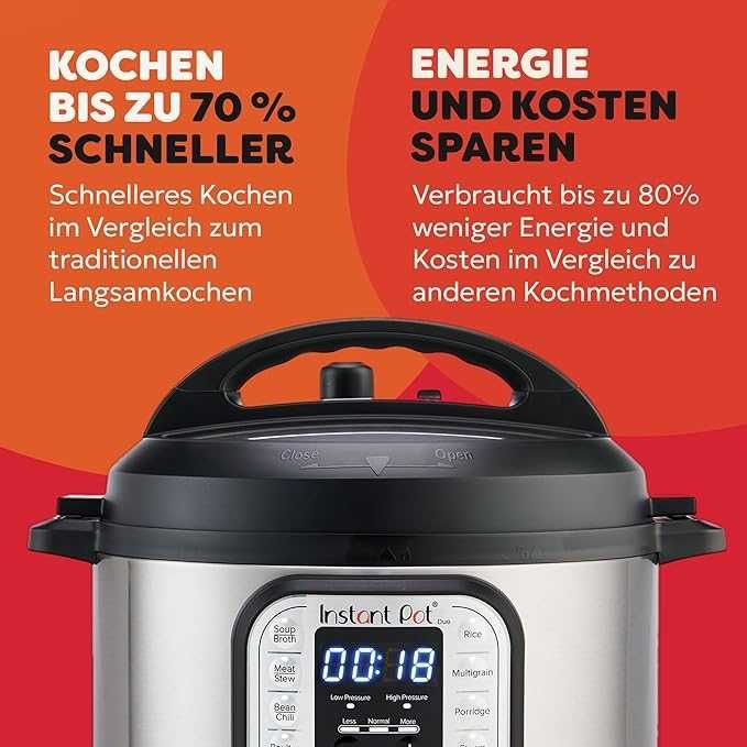 Мултикукър Instant Pot Duo 8л, 1200W, 13 автоматични програми, 37,6x33,5x35,6см