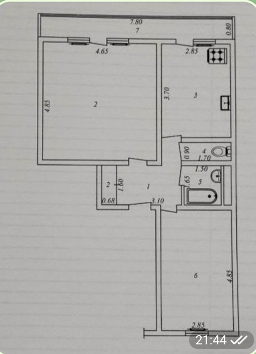 Квартира 2-комнатная Шастри