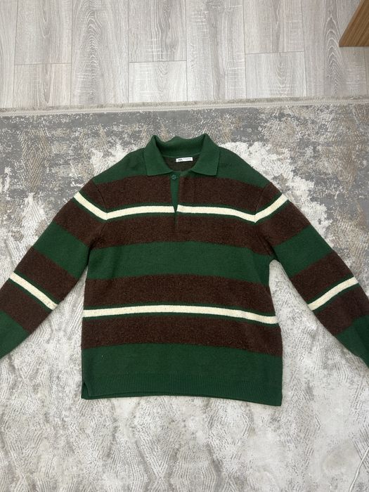 Трикотажное поло с длинным рукавом / свитер zara зара