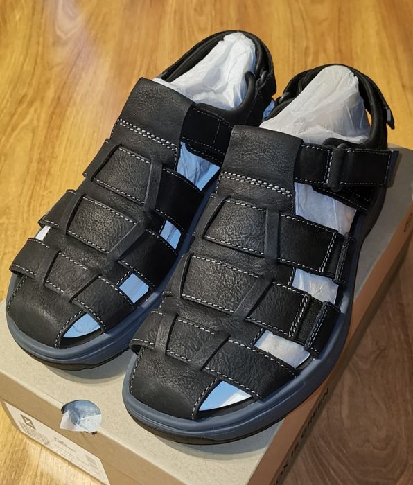 Sandale barbatesti Clarks, noi, piele naturala, mar. 44 si 1/2