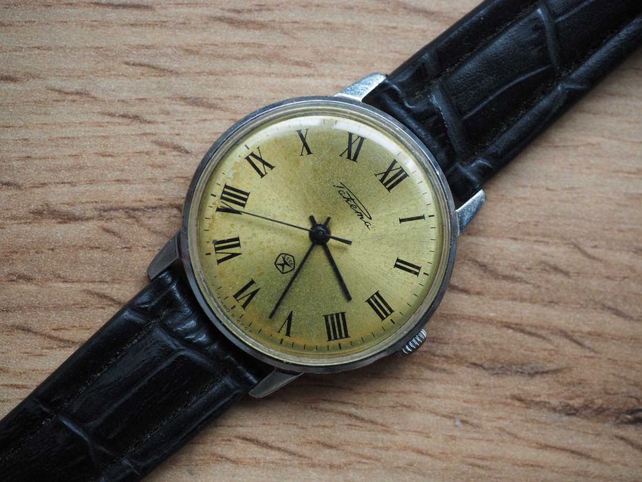 Ceas sovietic mecanic Raketa, 34 mm, funcțional, curea nouă, URSS