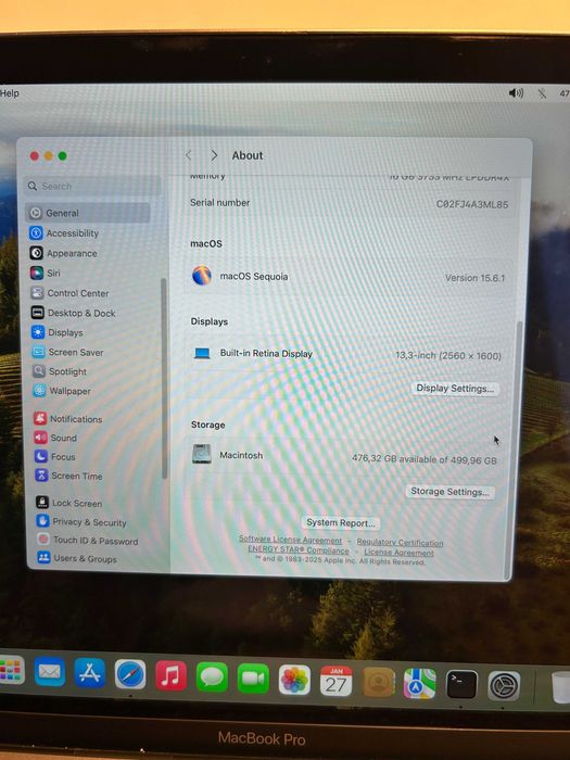 Apple MacBook Pro 13.3″,i5 2GHz,quadcore,16GB,512gb SSD touchpad A2251