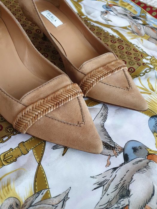 Pantofi piele naturala intoarsa Furla Musette Zara Massimo Dutti