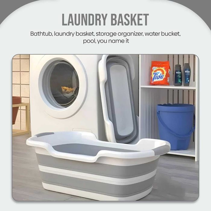 Lighean pliabil 40L plastic si silicon cu manere antiderapante 60x39cm