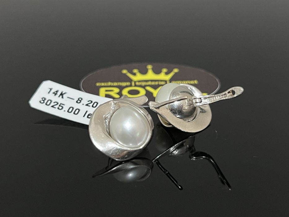 Bijuteria Royal CB : Cercei aur alb 14K 8,20 grame