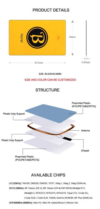carduri, bratari 13.56MHz RFID MiFARE pentru yale smart