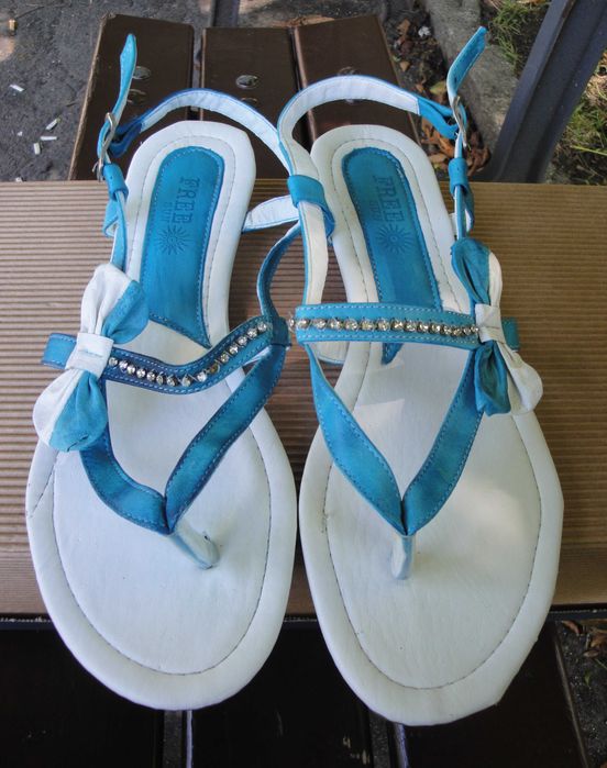 Нови кокетни кожени дамски сандали / летни обувки, естествена кожа