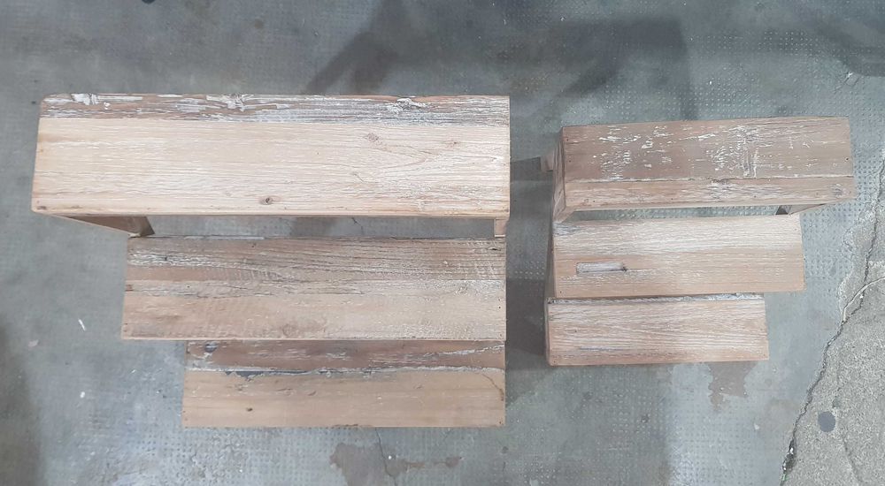 Rafturi DKD Home Decor, lemn reciclat natural , molid , 2 buc