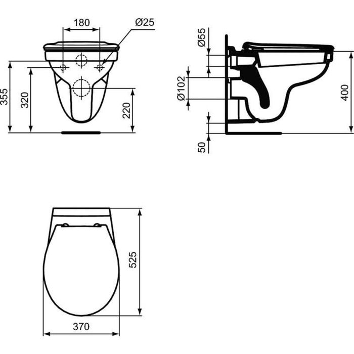Конзолна тоалетна чиния Ideal Standard Astor + седалка и капак