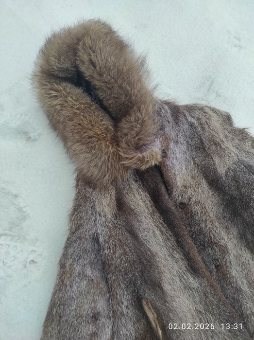 Шуба нутрия с капюшоном