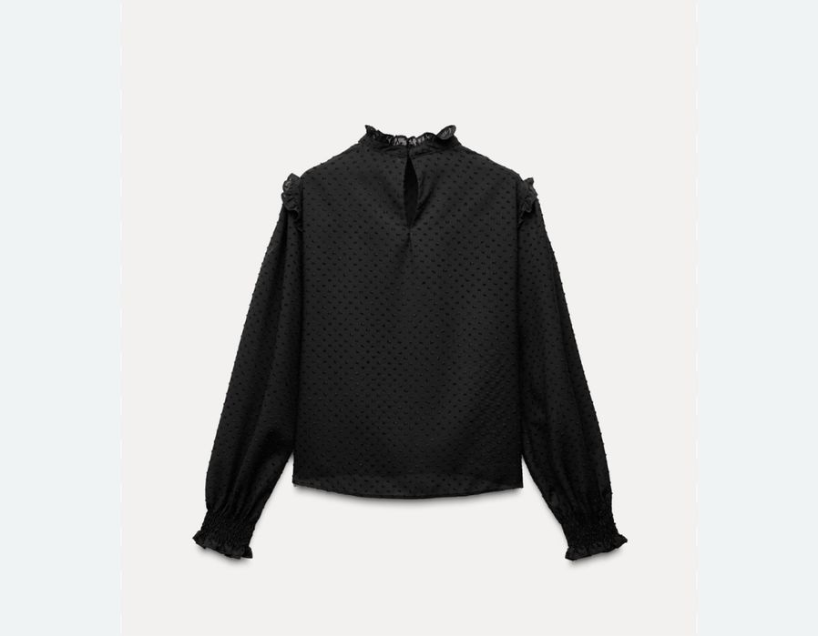 Романтична риза на Зара в черно