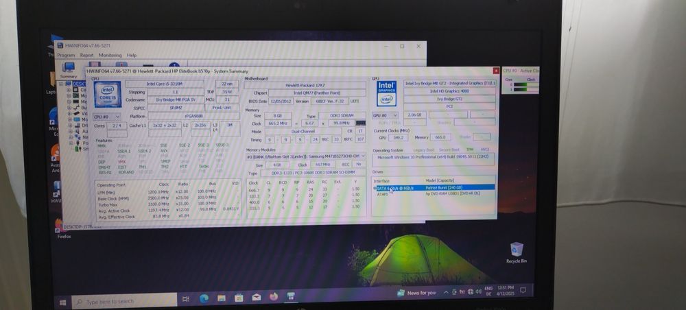 Laptop HP 8570p, procesor i5-3210M, memorie 8GB DDR3