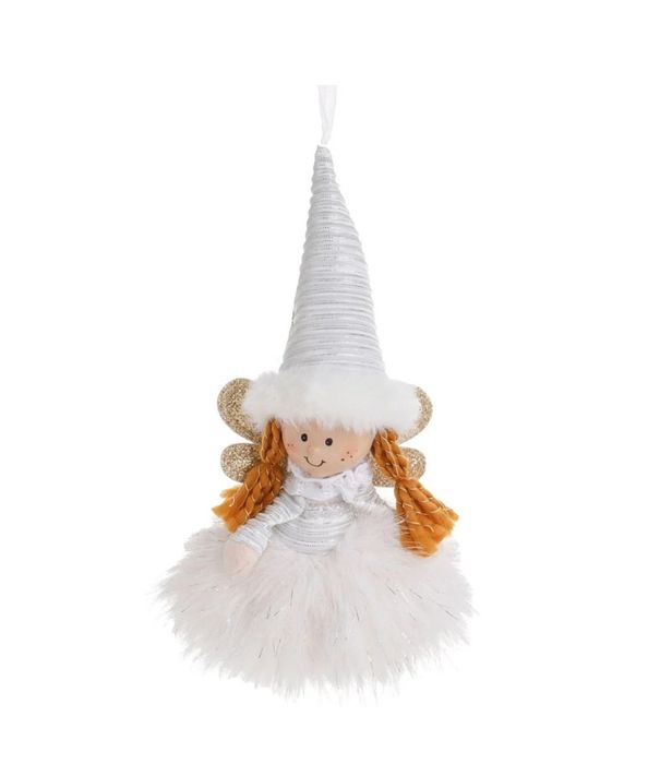 Коледна фигура, Ангелче, Реалистична, Полиестер, 9x5х20 см, Бял