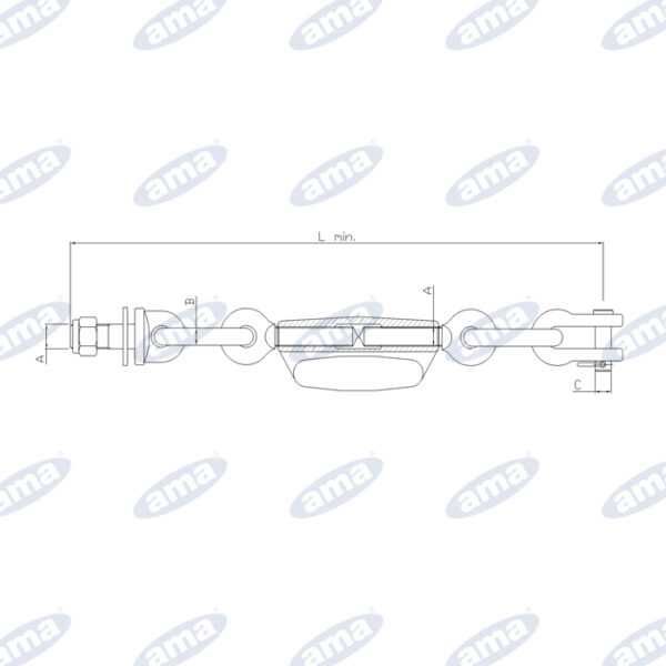 Lant lateral tirant Fiat lungime min 500 mm 3+3   lant filet M16x2 mm