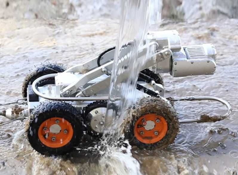 Robot inspecție canalizare profesional 200–3500 mm | Cameră PAN/TILT HD + 300 m cablu