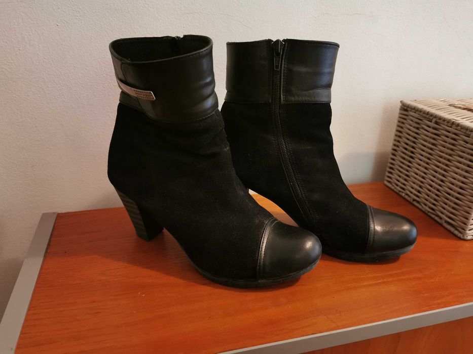 Елегантни боти ном. 38 комбинация от естествен велур и естествена кожа