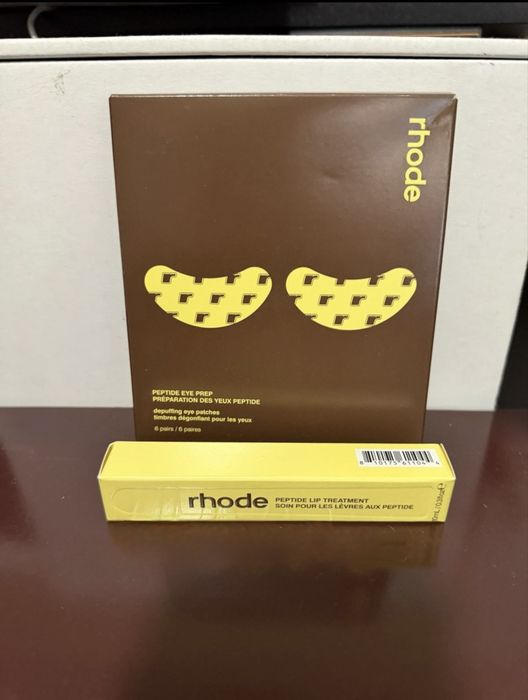 rhode Banana Peel хидрогел пачове за очи Eye Patches + Caramelized Banana Lip Gloss гланц, гланц с карамелизиран банан, Hailey & Justin Bieber