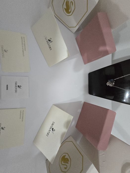 Pandantiv Swan Lebădă, Albastru, Finisaj metalic mixt