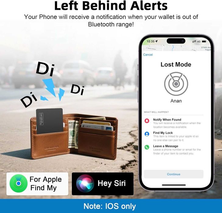 Смарт карта тракер 1.6 мм за портфейл Apple Find My (iOS)