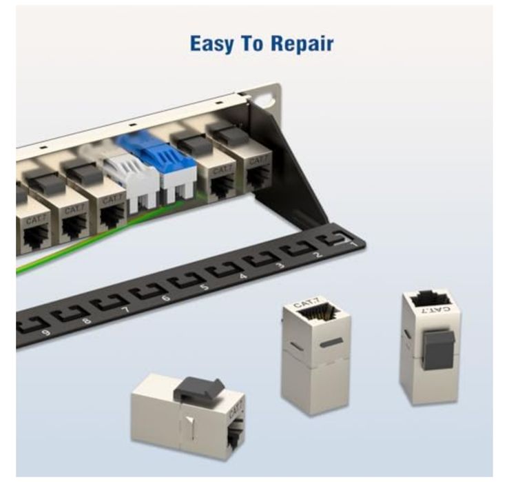 FGB Patch Panel 1U – 24 Porturi RJ45 Cat7, Ecranat, 10Gbps