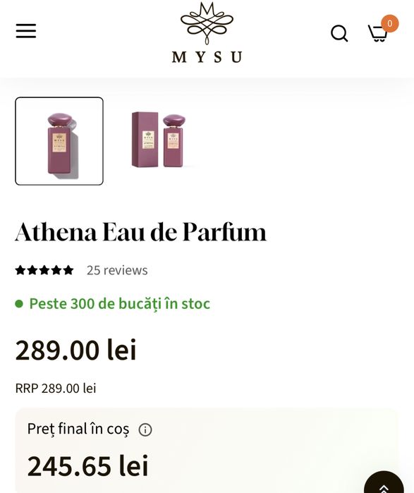 Mysu Athena Eau de Parfum 75ml.  Nou Sigilat.