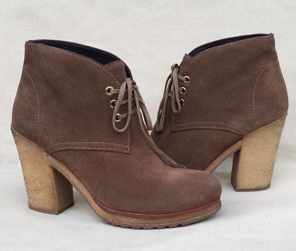 PRADA Ghete Botine Fashion Maro Piele Intoarsa Original Italia
