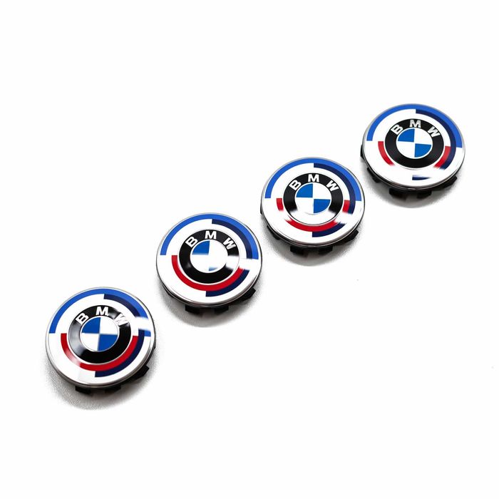 Set 4 Embleme Jante BMW 56mm / 68mm Editie 50 De Ani Capace Roti Sigle