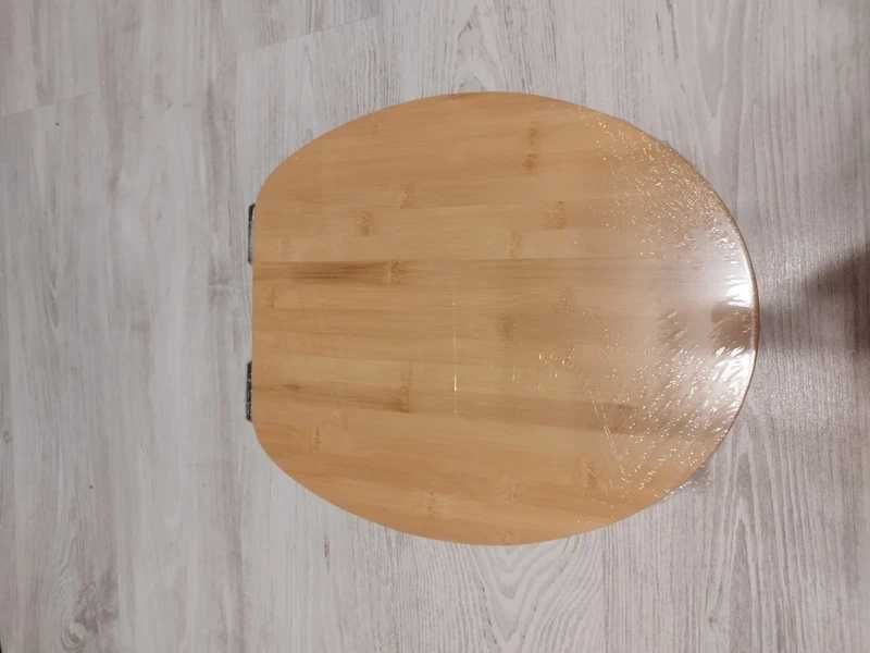 Capac Toaletă Din Bambus AngelShield, Formă O, Soft-Close, 45x37cm