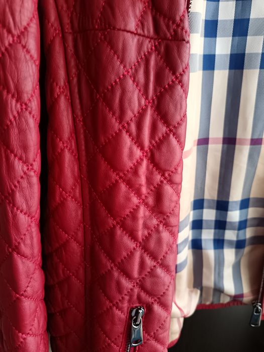 Червено кожено дамско яке естествена кожа