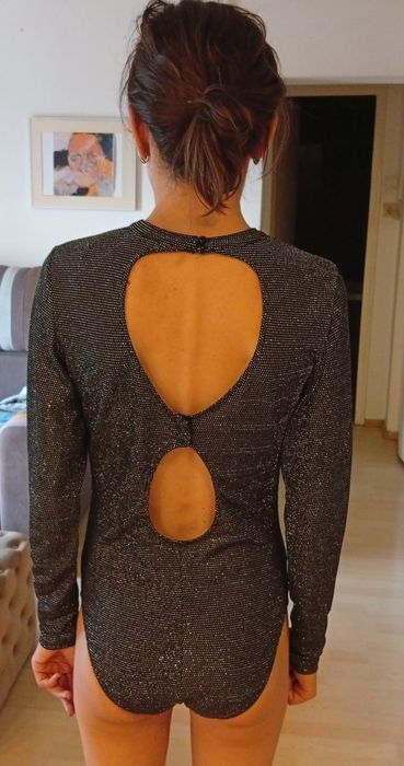 Body Clockhouse M negru cu efect metalizat, mânecă lungă