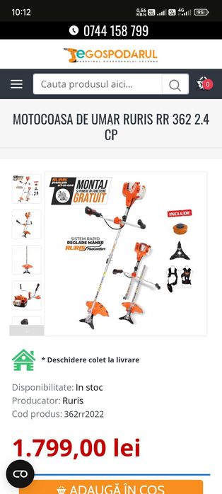 Motocoasa RURIS RR362 2,4cp NOU