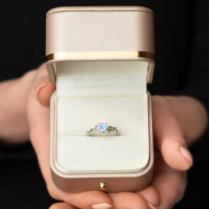 Inel femeie, piatra semiprețioasă, argint 925, aur alb 18K, 15.5 mm